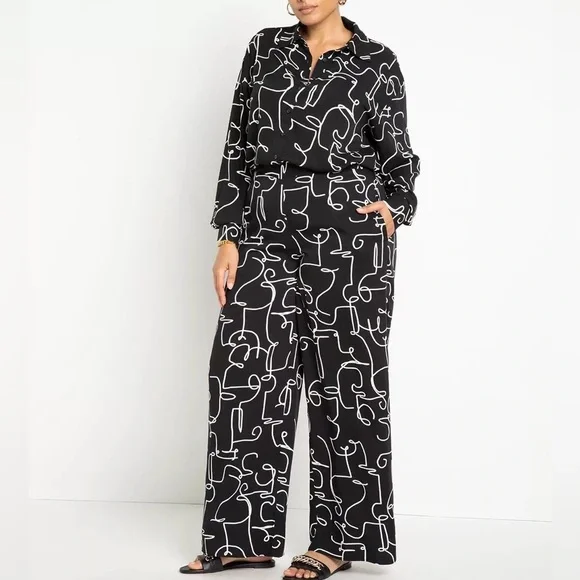 NWT- Printed Wide Leg Pant - Picture 1 of 4